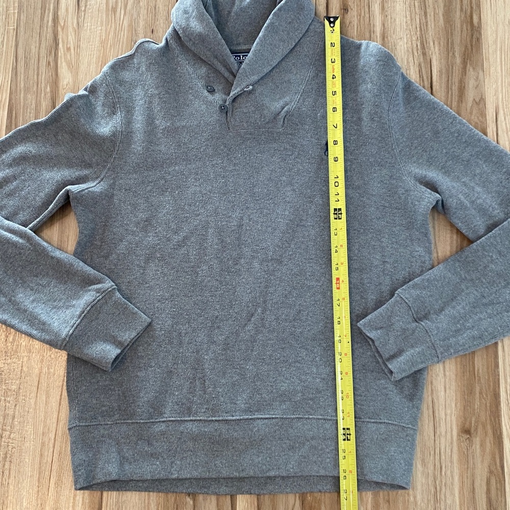 POLO RALPH LAUREN LUXURY JERSEY SHAWL-COLLAR PULLOVER GRAY MENS SZ Medium - Picture 7 of 9